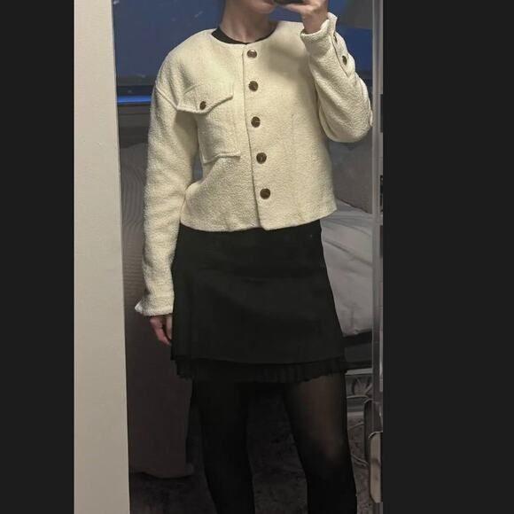 Tanya Taylor Winter White Tweed Blazer XS Boxy Boucle Professional Designer $565 - Picture 5 of 10